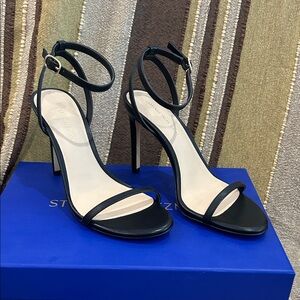 New Stuart Weitzman Dancer, black smooth leather sandal